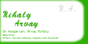 mihaly arvay business card